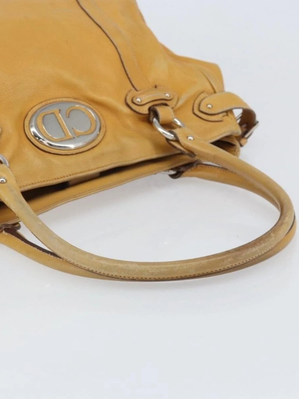 Christian Dior Hand Bag Leather Beige Silver Auth ep13147 - Picture 8 of 16